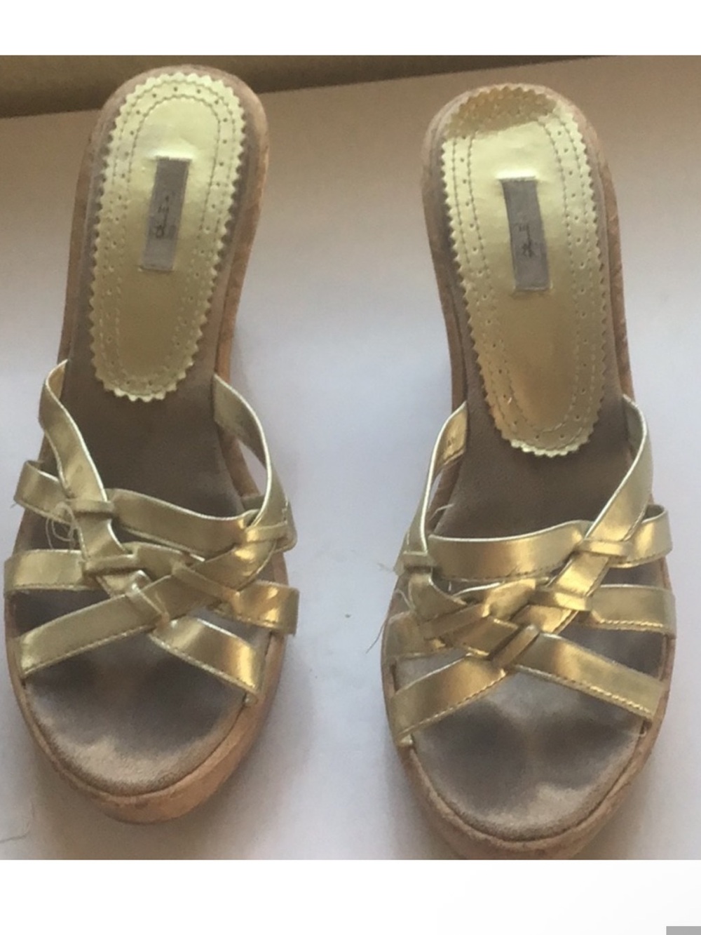 Gold wedge sandals- size 8